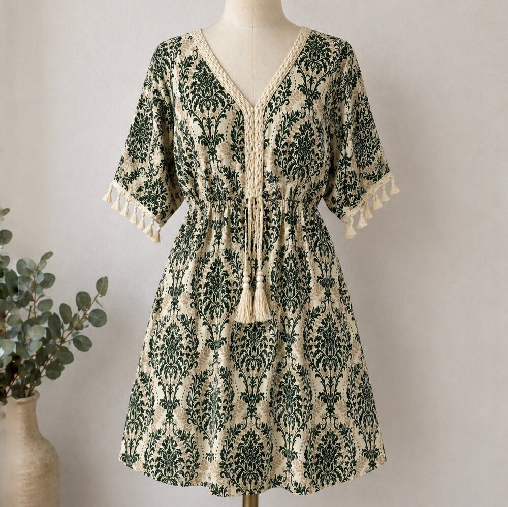 Cupshe NWT  Women's Coastal Charm Boho Chic Mini Dress Cover Up Size Small